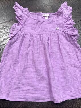 Cat & Jack Girls Purple Flutter Sleeve Cotton Top – Size L (10-12)